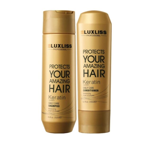 Luxliss Professional Keratin Daily Care Shampoo 250ml & Conditioner 200ml - Gold edition (Pack of 2)