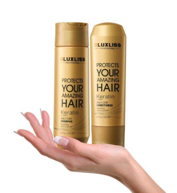 Luxliss Professional Keratin Daily Care Shampoo 250ml & Conditioner 200ml - Gold edition (Pack of 2) - Image 4