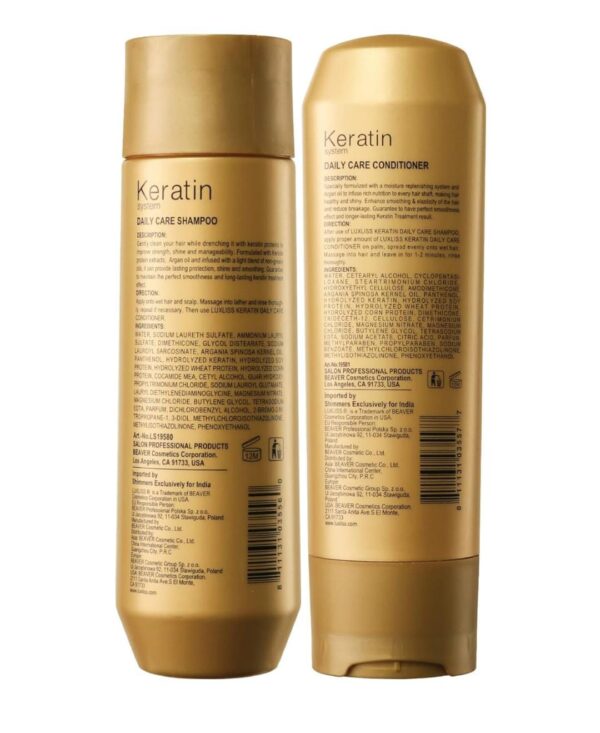 Luxliss Professional Keratin Daily Care Shampoo 250ml & Conditioner 200ml - Gold edition (Pack of 2) - Image 5